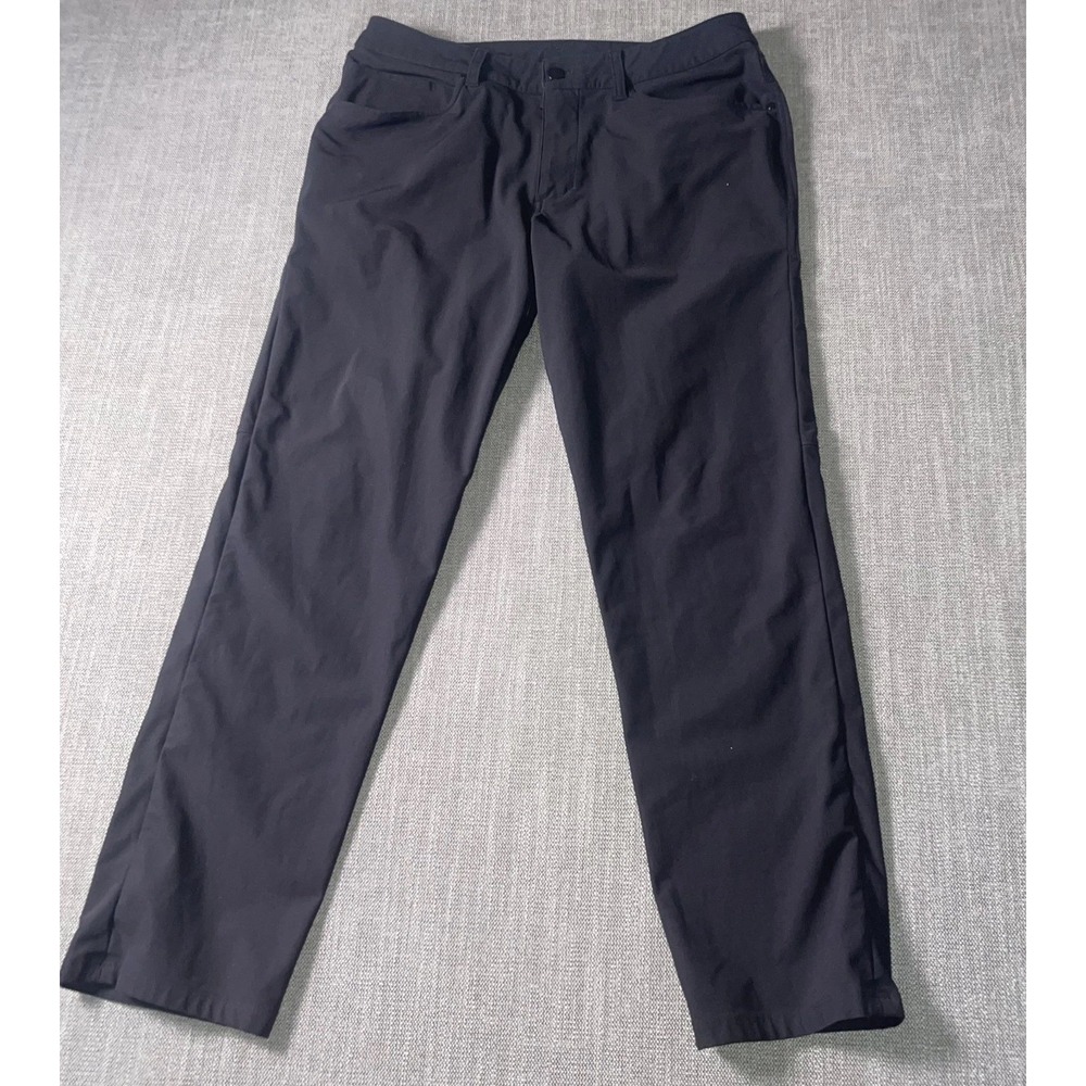 Lululemon Warpstreme Pants Mens 33 Black Regular Fit Casual Flat Front Zip Fly